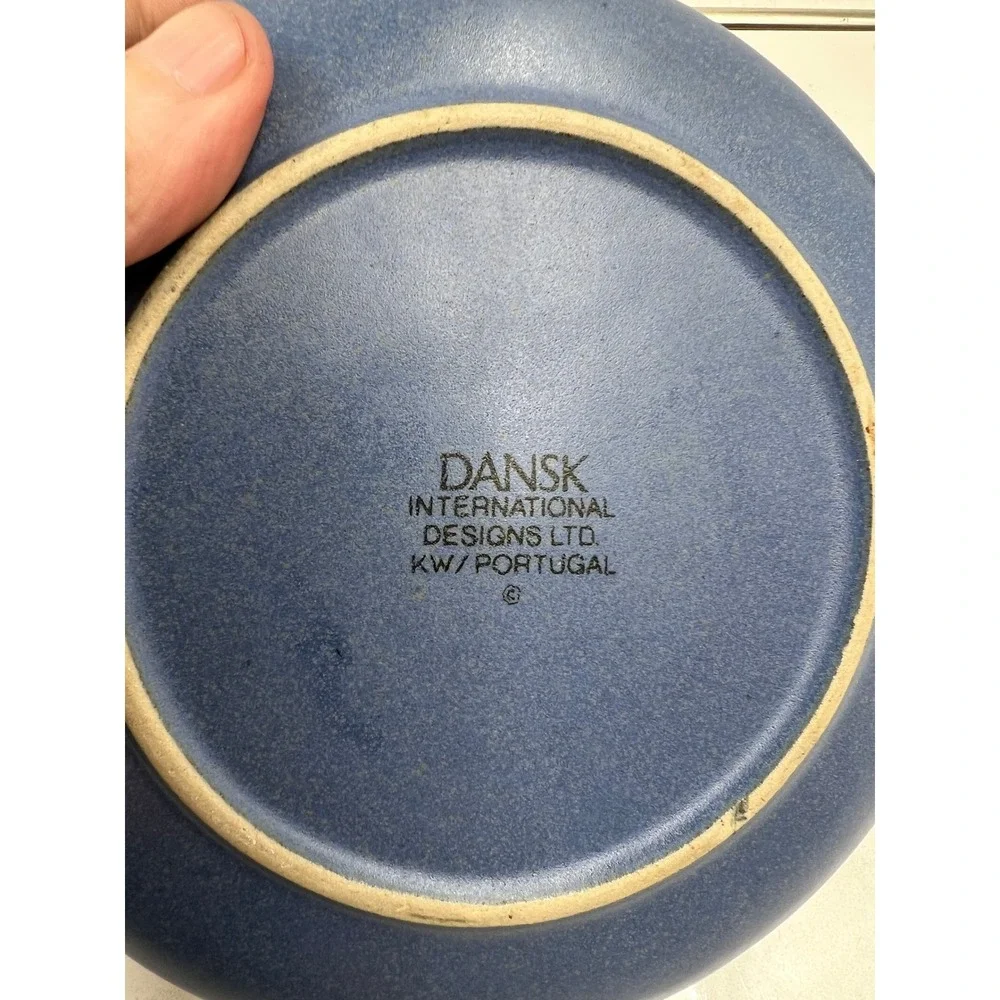 Dansk International Designs Blue Stoneware Tea Cup and Saucer Set of 2 Portugal
